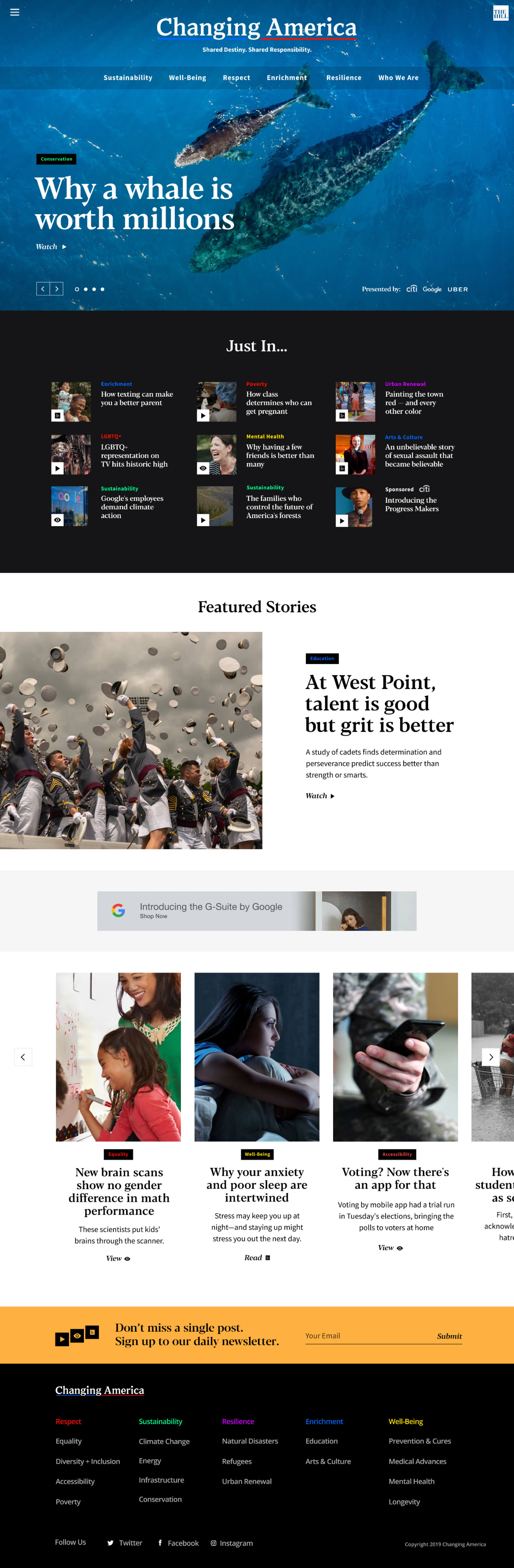 Changing America Home Page Desktop