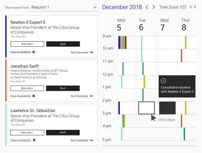 NewtonX, product design, Connecting to Consultants Requires Robust Scheduling