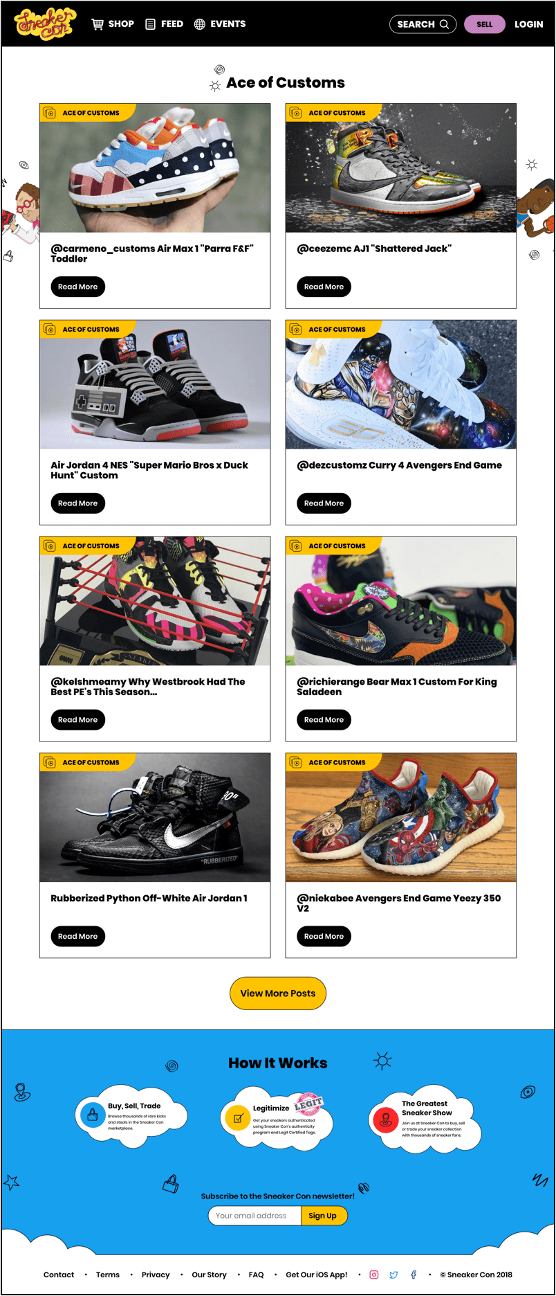 Ace of customers Sneaker Con desktop page
