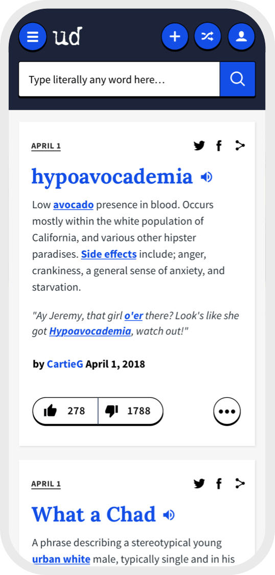 Urban Dictionary mobile 1