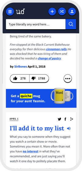 Urban Dictionary mobile 2